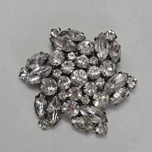 Pinwheel Silver Crystal Brooch